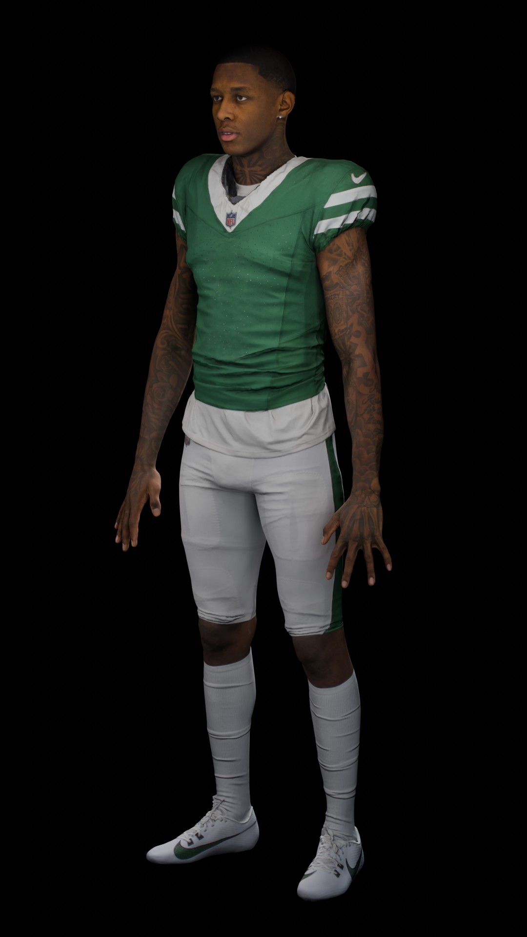 Detail — jersey texture and tattoo